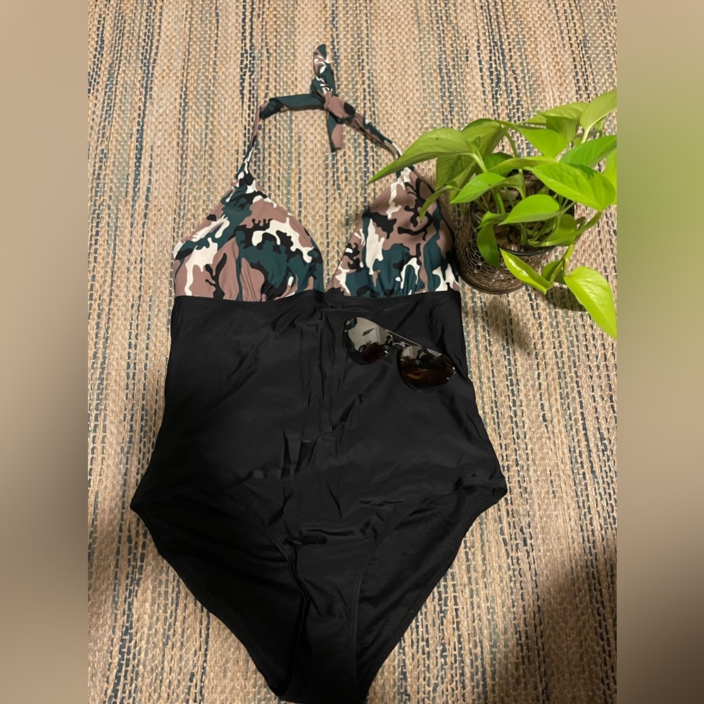 NEW Camo Print Black One-Piece
